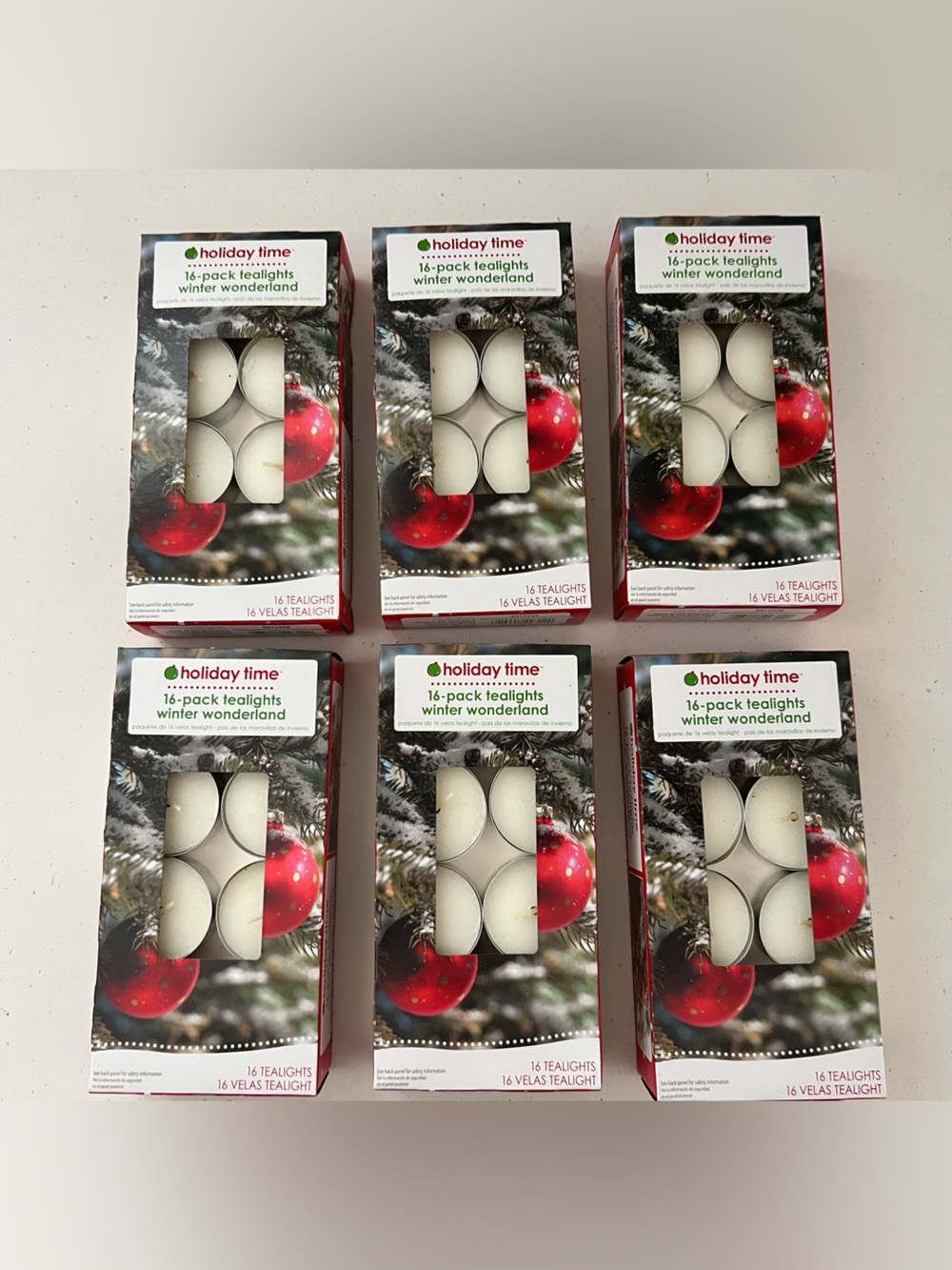 Holiday Time White Tealight Candles - 6 Holiday Boxes